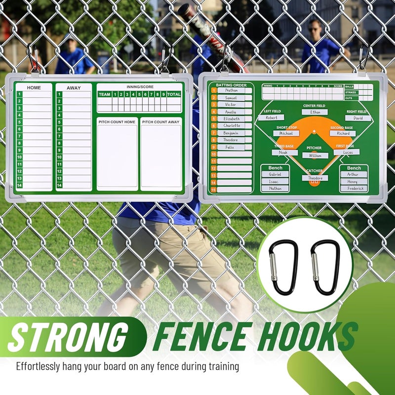 ZPU Magnetic Baseball Lineup Board for Dugout, Baseball/Softball Clipboard for Coaches, Baseball Coaching Board with Dry Erase, Marker pens, Lineup Cards, Magnets & Storage Bag - Image 5